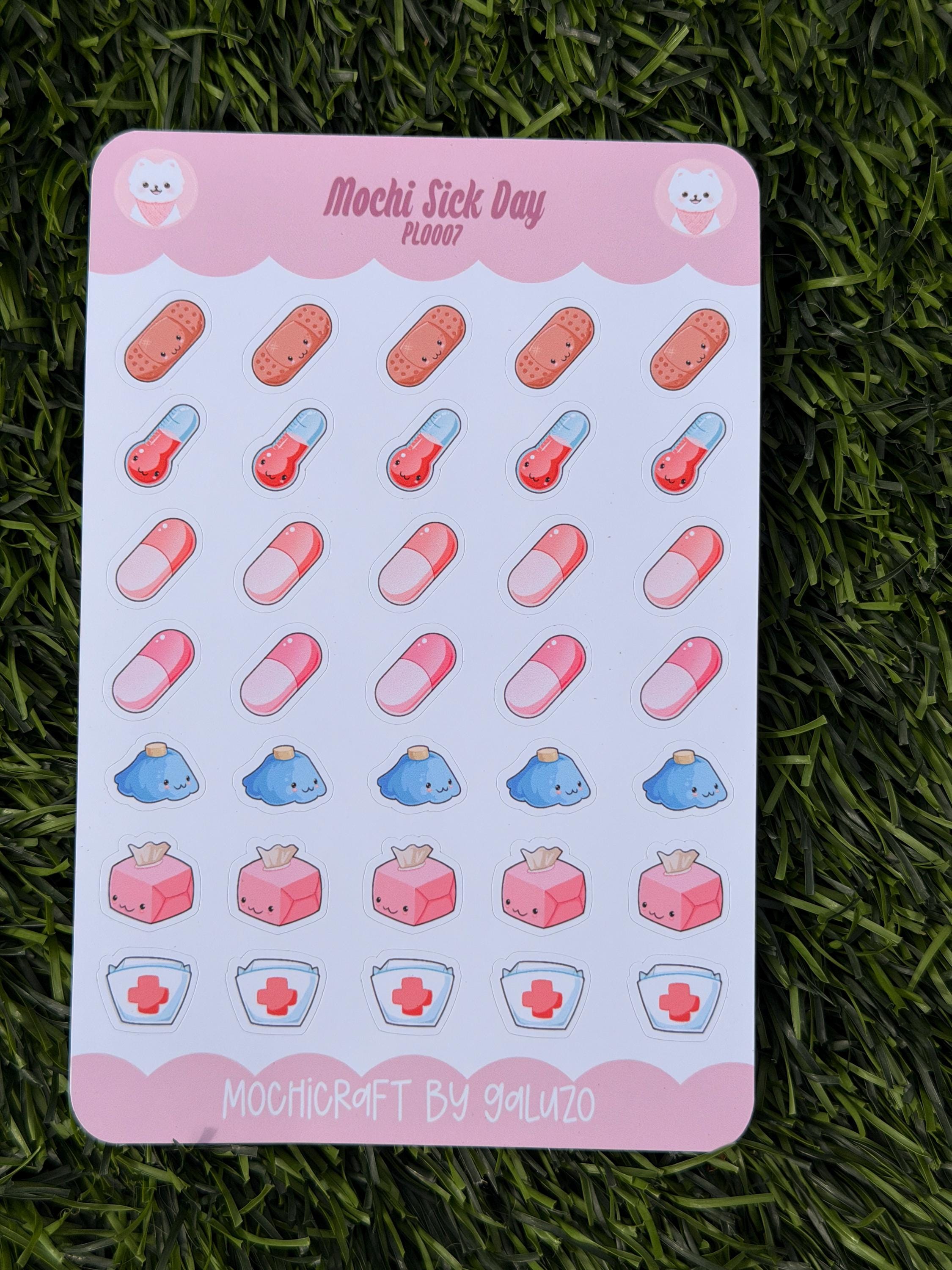 Kawaii Sick Day Sticker Sheet | Kiss Cut