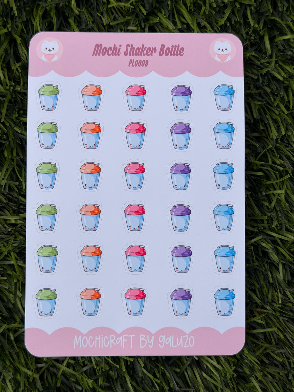 Hoja de pegatinas para botella mezcladora Kawaii | Troquelado