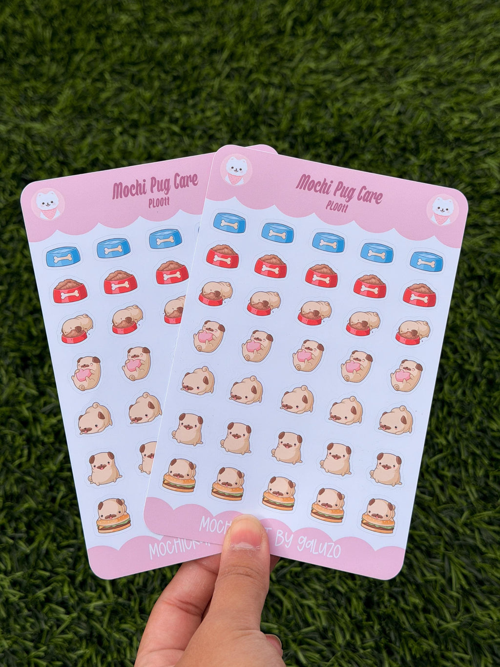 Kawaii Pug Care Sticker Sheet | Kiss Cut