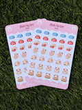 Kawaii Pug Care Sticker Sheet | Kiss Cut