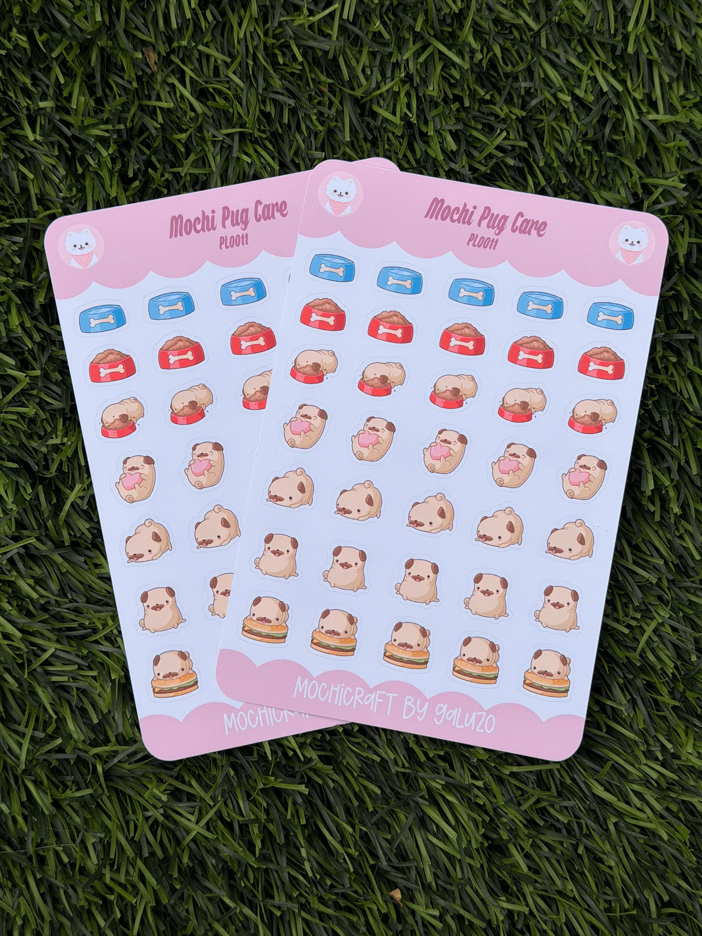 Kawaii Pug Care Sticker Sheet | Kiss Cut