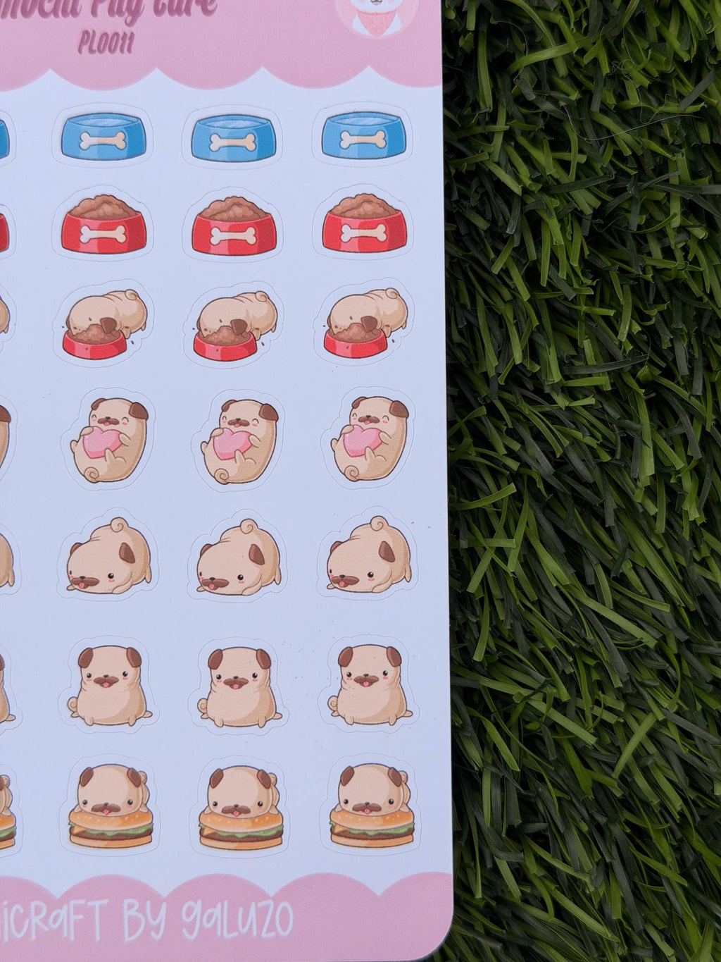 Kawaii Pug Care Sticker Sheet | Kiss Cut