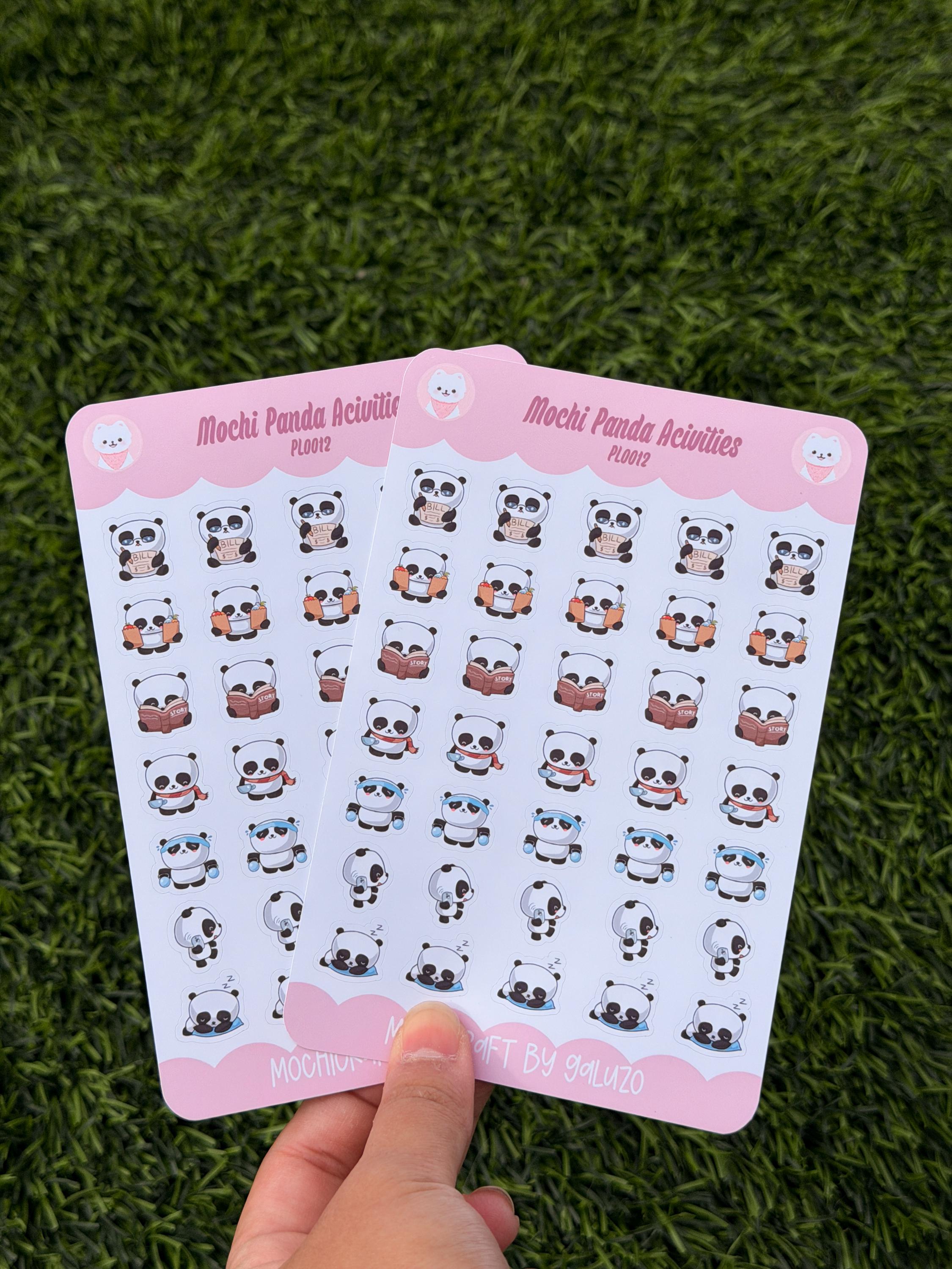 Kawaii Panda Activities Sticker Sheet | Kiss Cut