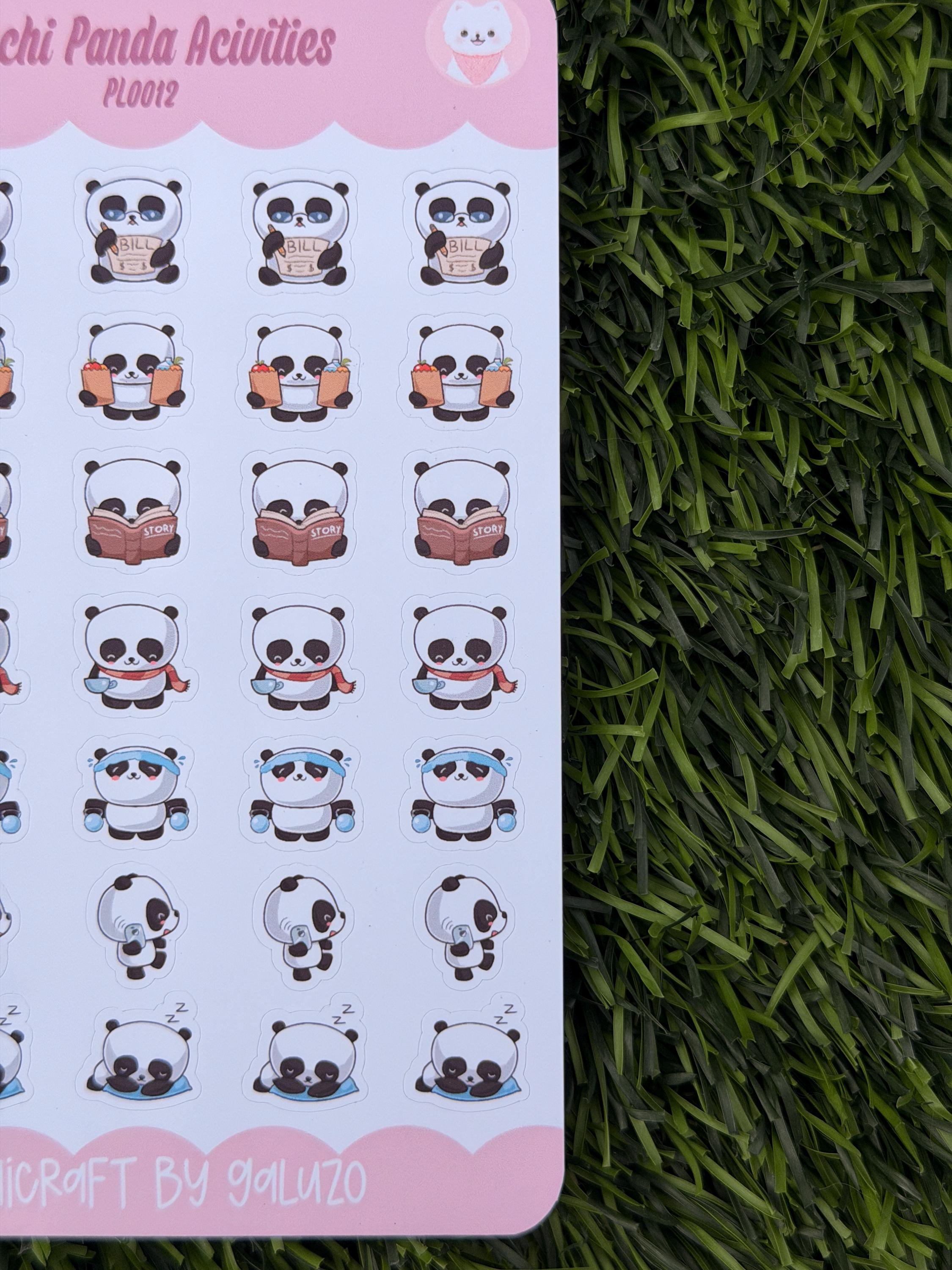 Kawaii Panda Activities Sticker Sheet | Kiss Cut