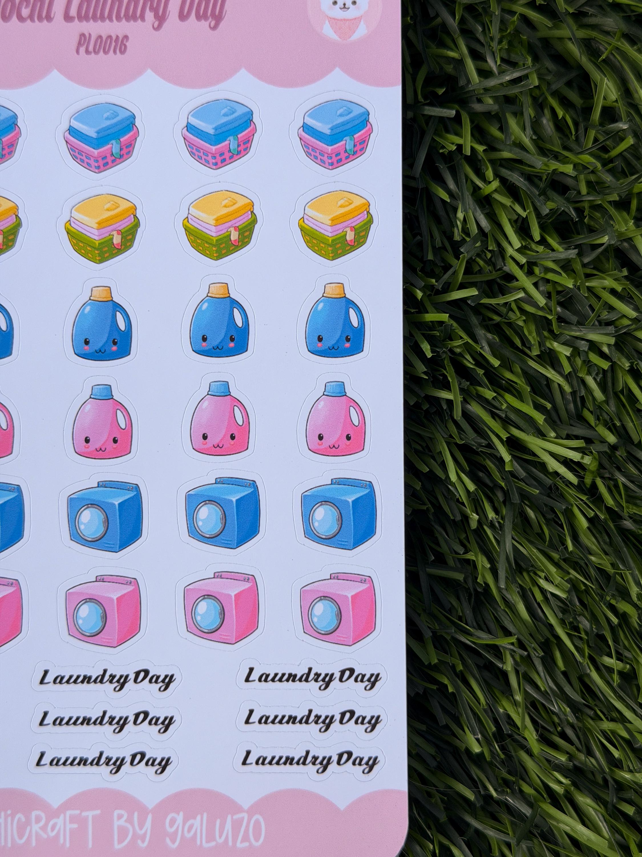 Kawaii Laundry Day Sticker Sheet | Kiss Cut