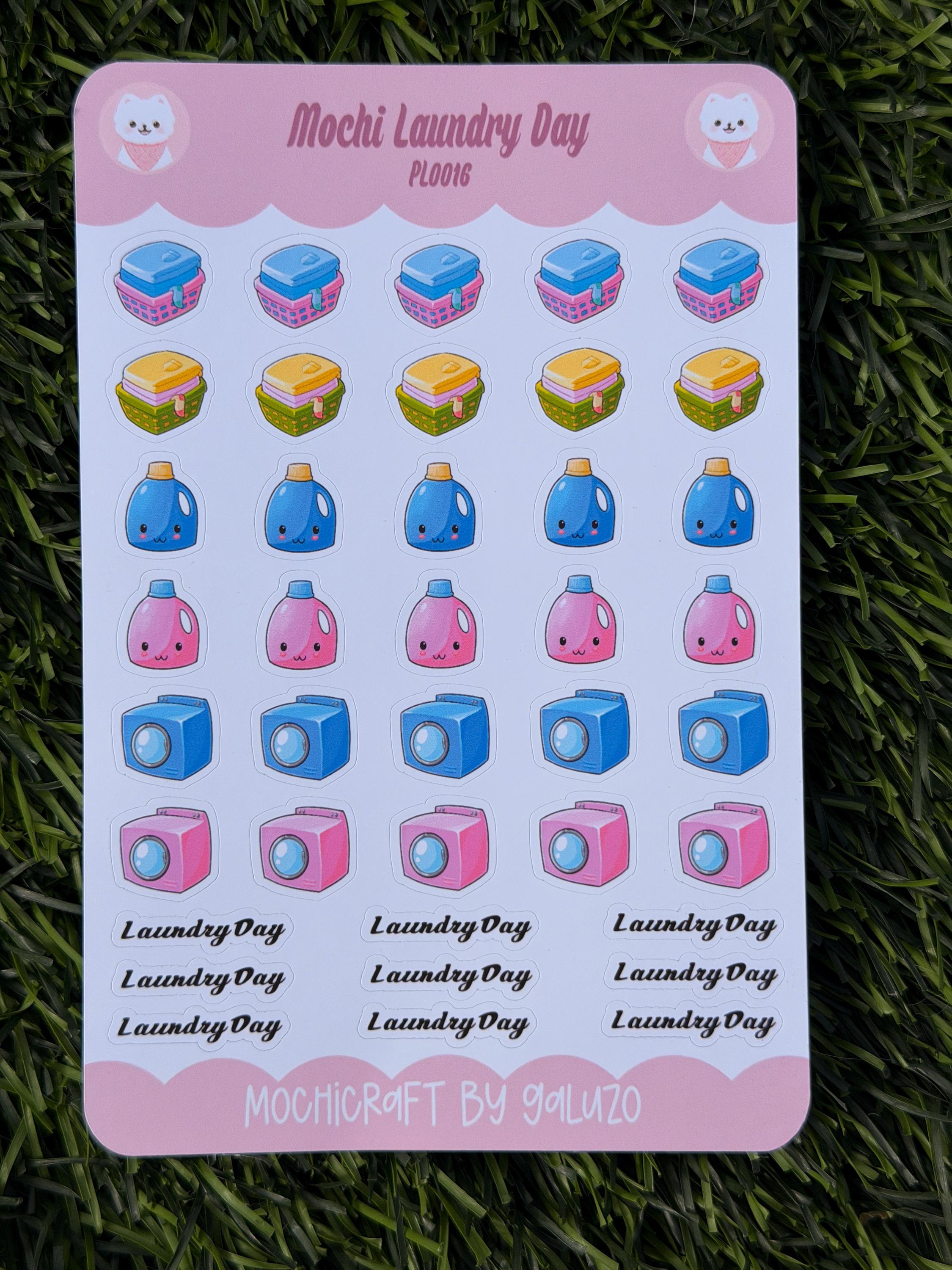 Kawaii Laundry Day Sticker Sheet | Kiss Cut