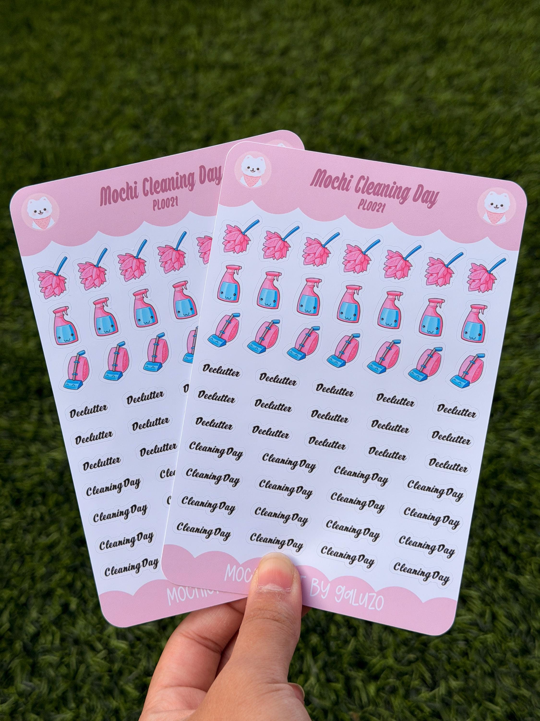 Kawaii Cleaning Day Sticker Sheet | Kiss Cut
