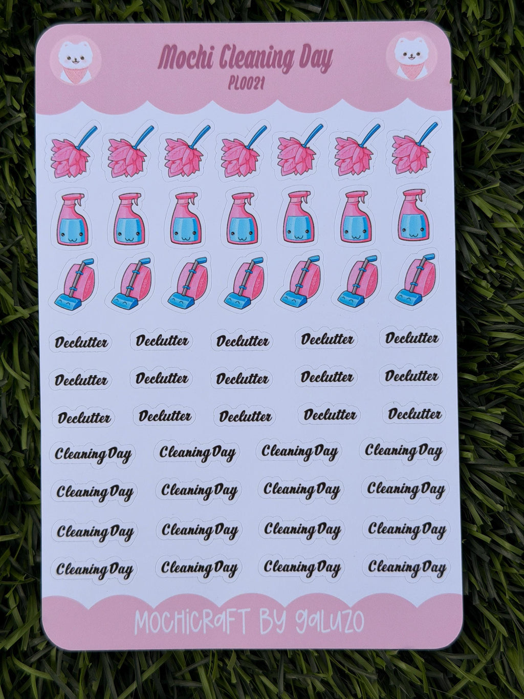 Kawaii Cleaning Day Sticker Sheet | Kiss Cut