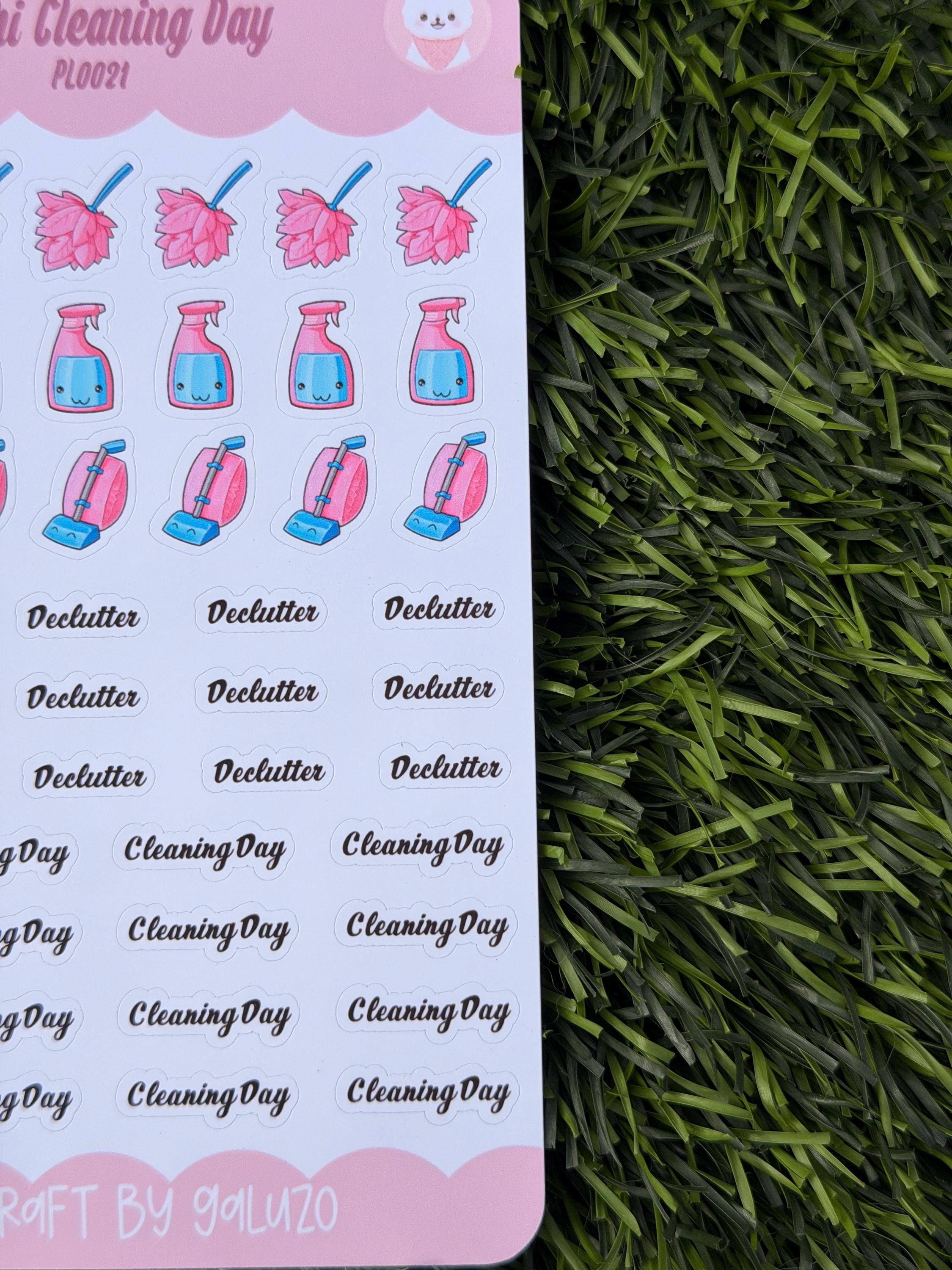 Kawaii Cleaning Day Sticker Sheet | Kiss Cut