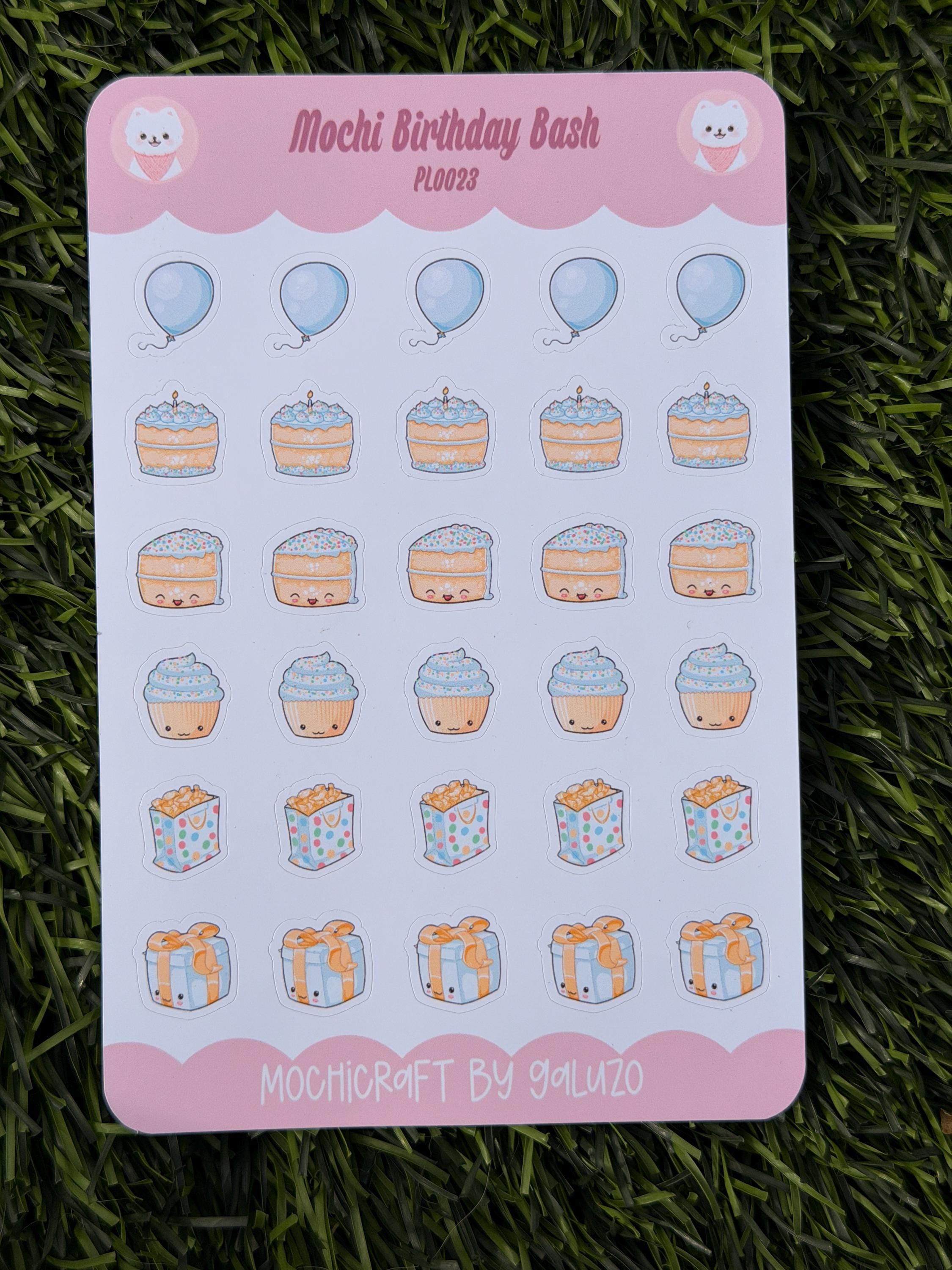 Kawaii Birthday Bash Sticker Sheet | Kiss Cut