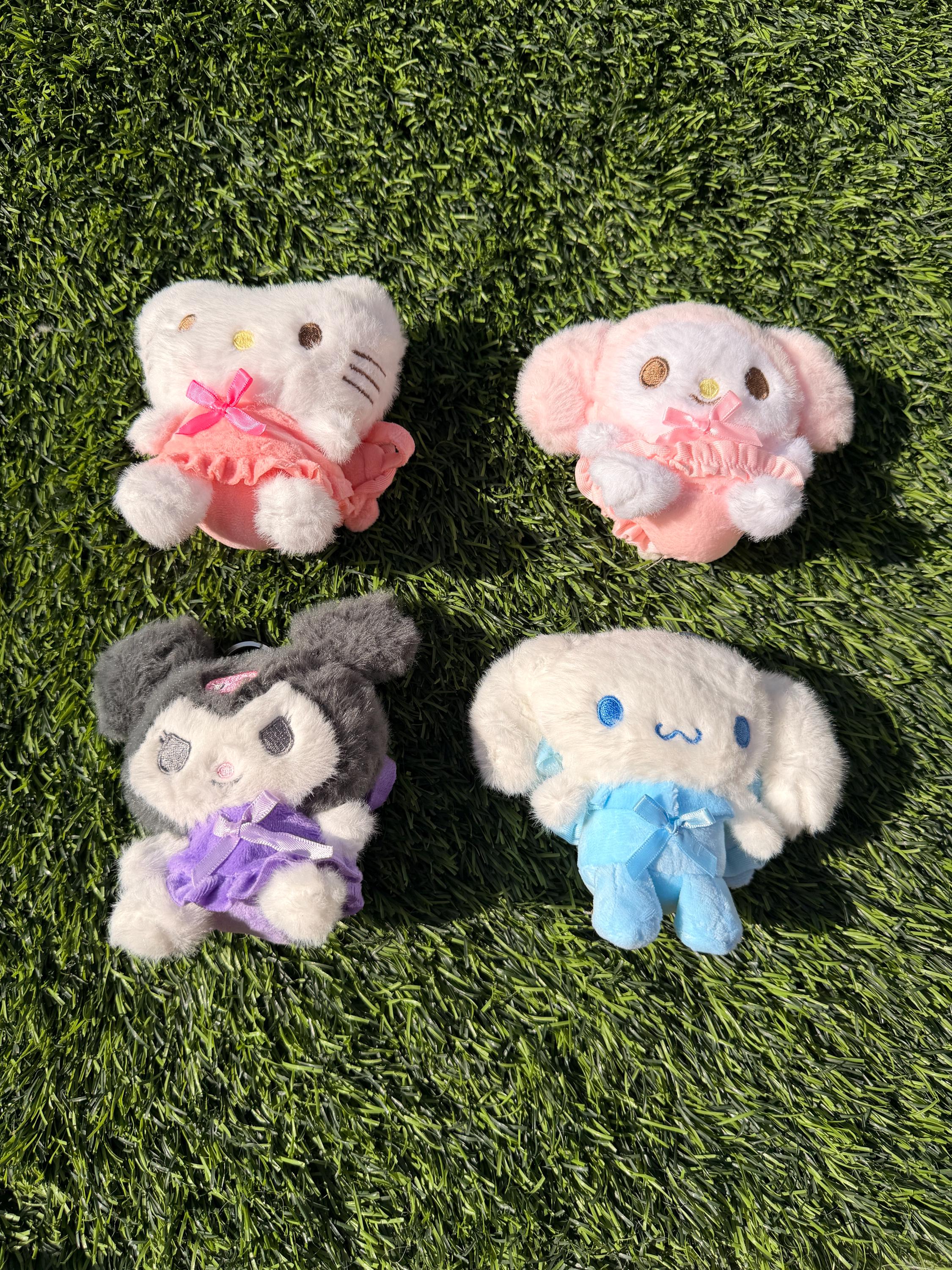 Cute Plush Keychain in Dress | Kawaii Bunny & Cat Plush | Soft Bag Charm | Cute Aesthetic Keychain | Gift for Her, Sanrio-Inspired Plush