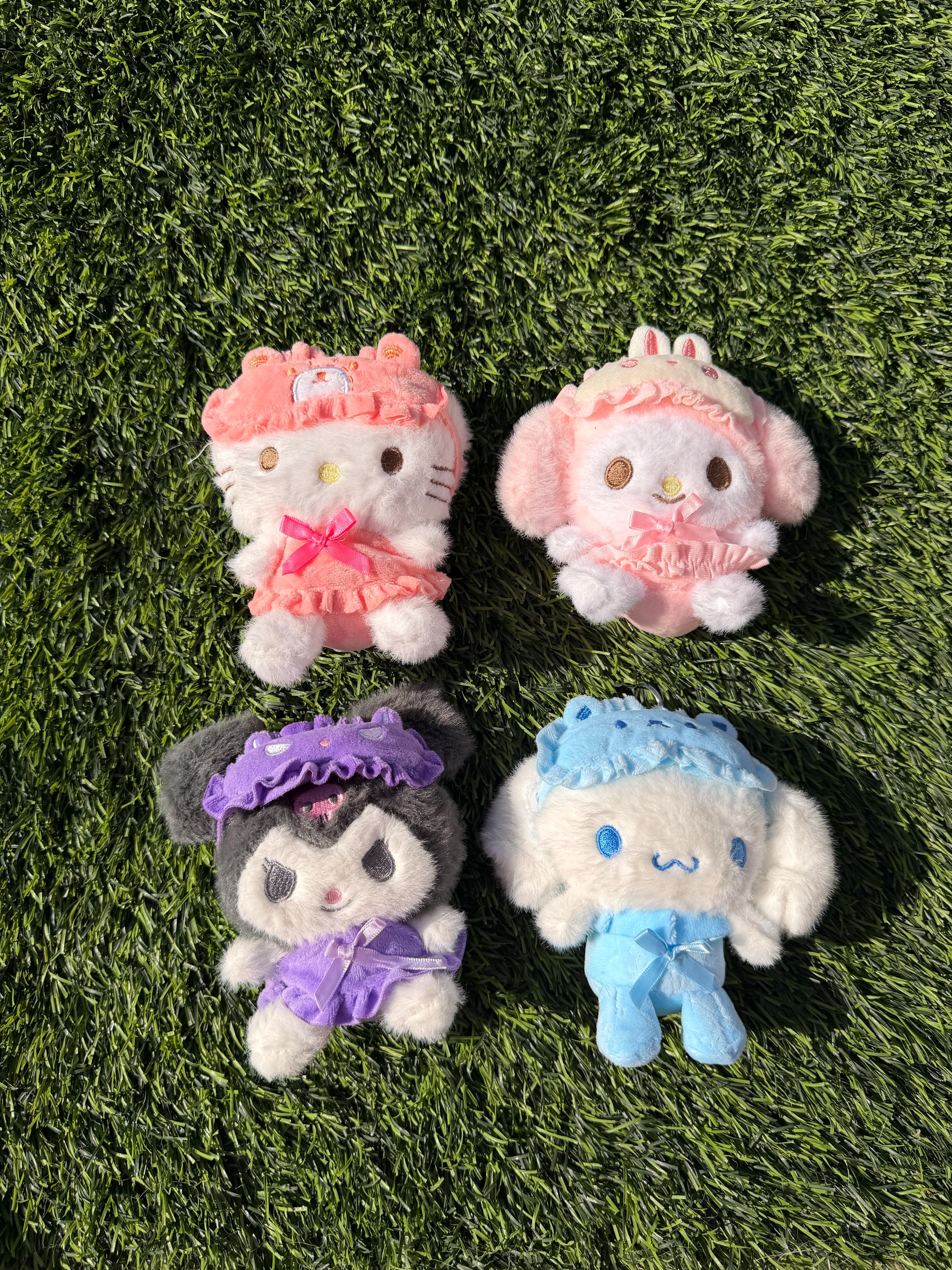 Cute Plush Keychain in Dress | Kawaii Bunny & Cat Plush | Soft Bag Charm | Cute Aesthetic Keychain | Gift for Her, Sanrio-Inspired Plush