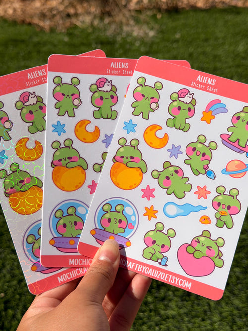 Aliens | Scrapbooking | Sticker Sheet | Kiss Cut