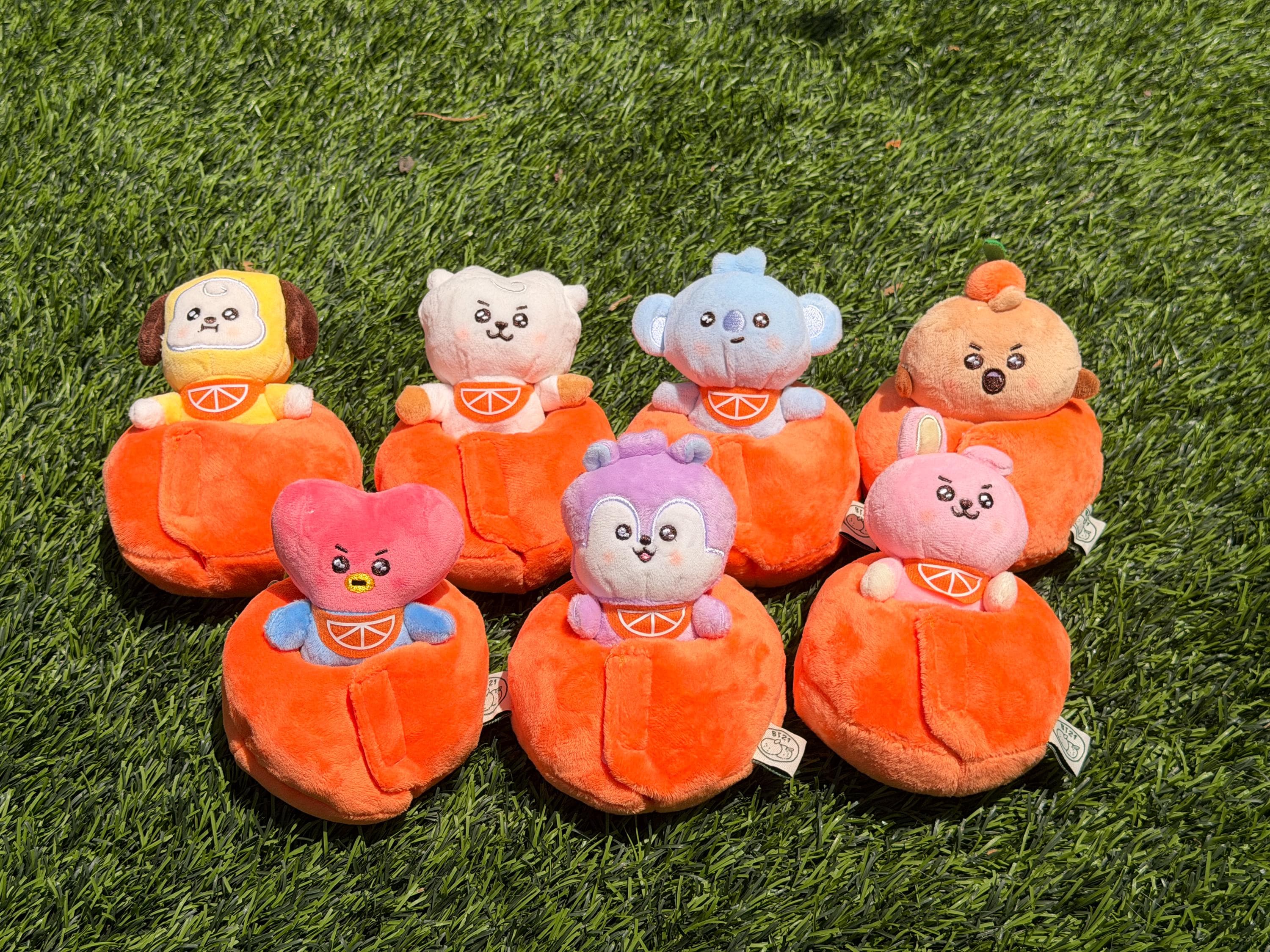 KPOP Plush Keychain | Orange Collection Series 1 | Cute Kawaii Character Keyring, Soft Mini Plush Charm, BTS Inspired Gift