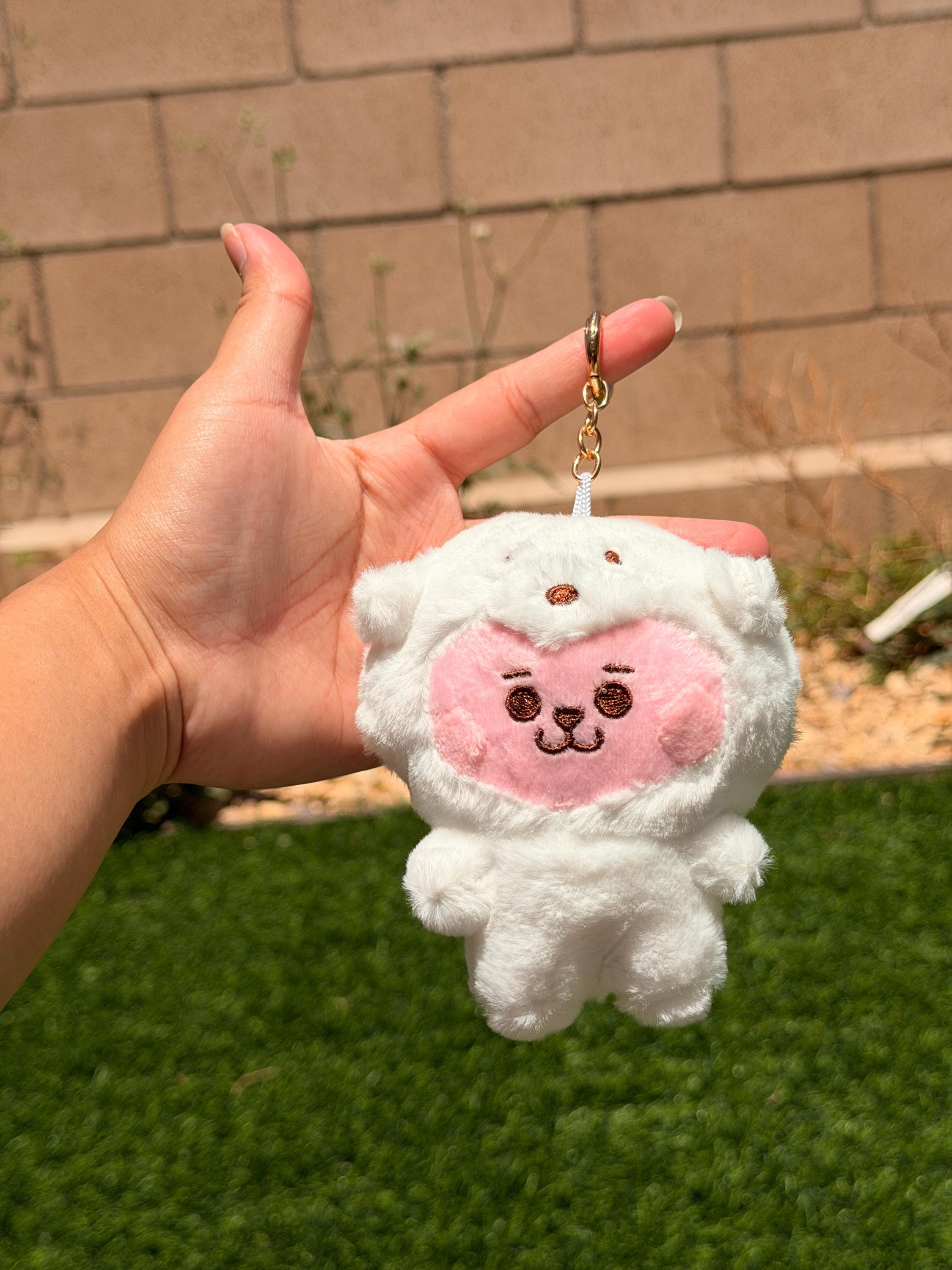 KPOP Plush Keychain | Fluffy Collection | Cute Kawaii Character Keyring, Soft Mini Plush Charm, BTS Inspired Gift