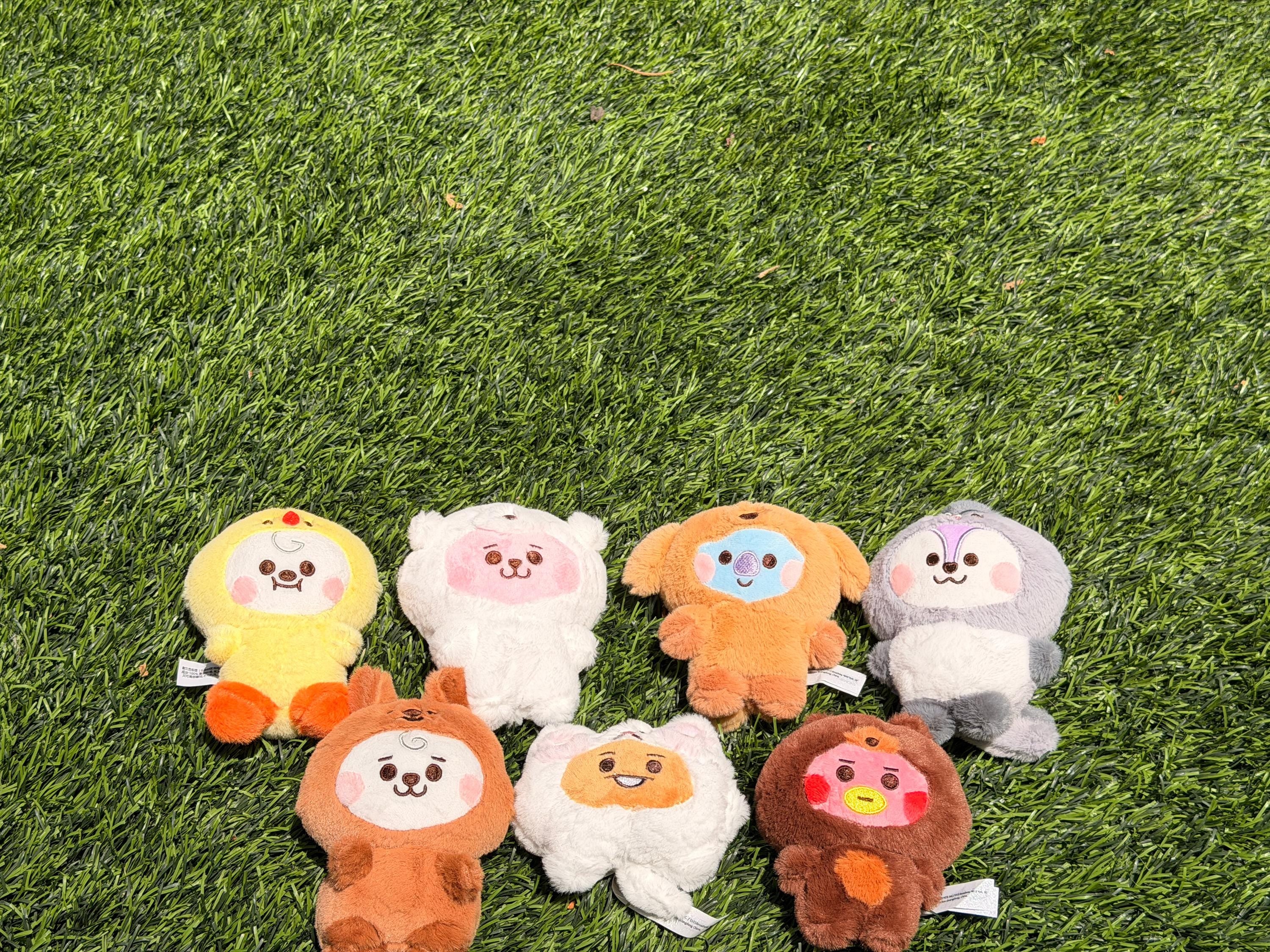 KPOP Plush Keychain | Fluffy Collection | Cute Kawaii Character Keyring, Soft Mini Plush Charm, BTS Inspired Gift