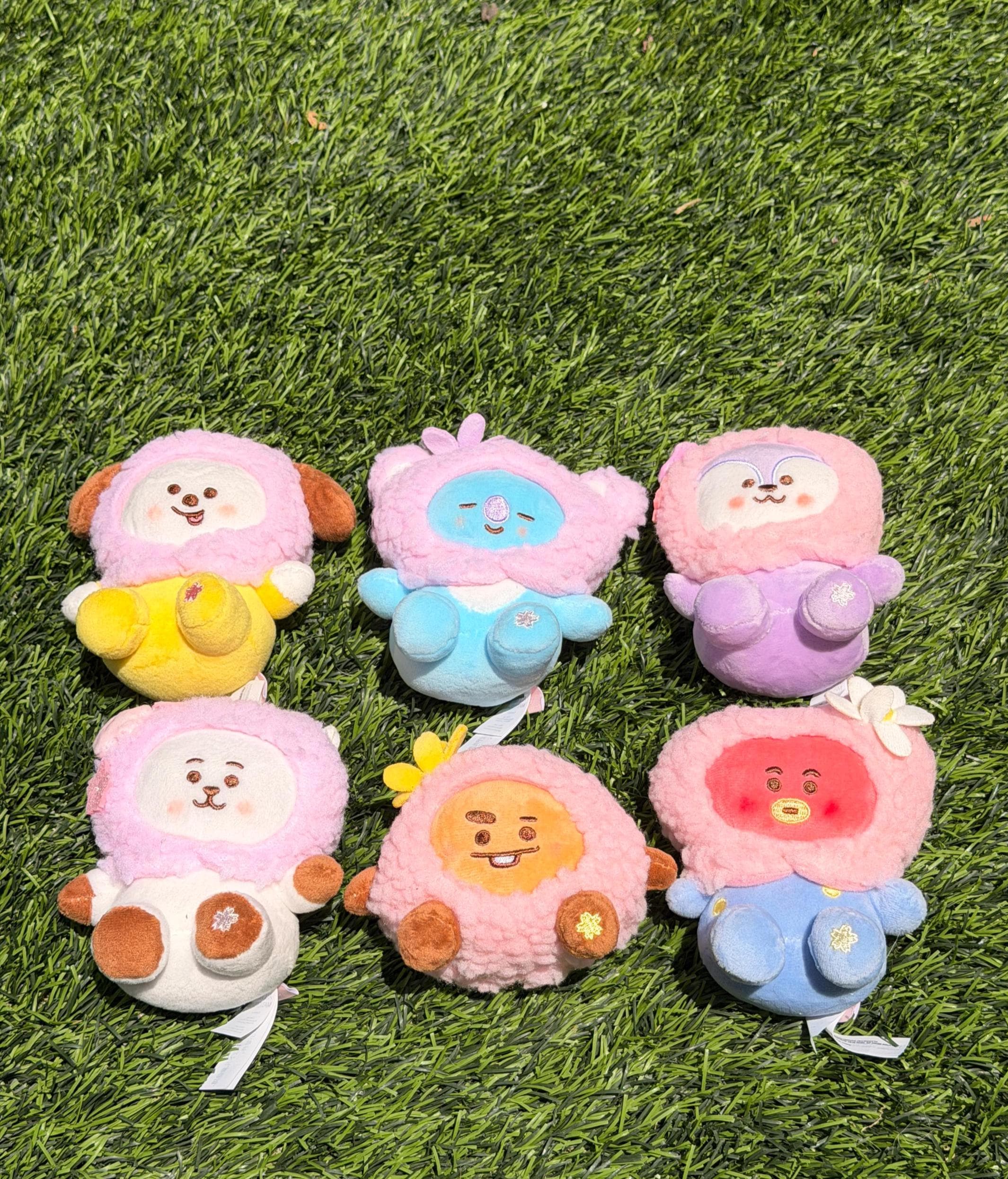 KPOP Plush Keychain | Spring Collection | Cute Kawaii Character Keyring, Soft Mini Plush Charm, BTS Inspired Gift