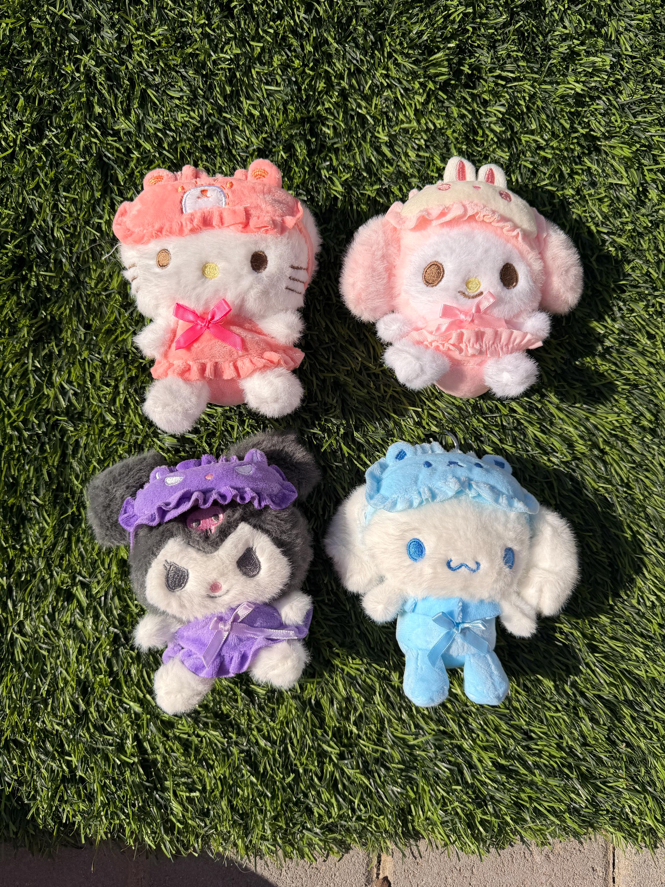 Cute Plush Keychain in Dress | Kawaii Bunny & Cat Plush | Soft Bag Charm | Cute Aesthetic Keychain | Gift for Her, Sanrio-Inspired Plush