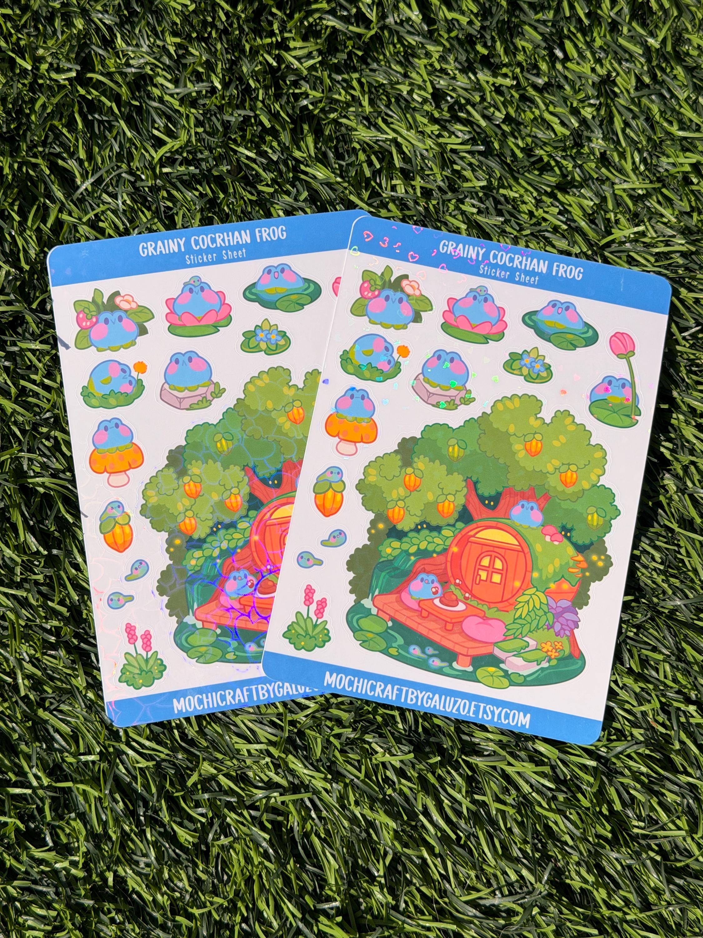 Grainy Cocrhan Frog | Scrapbooking | Sticker Sheet | Kiss Cut